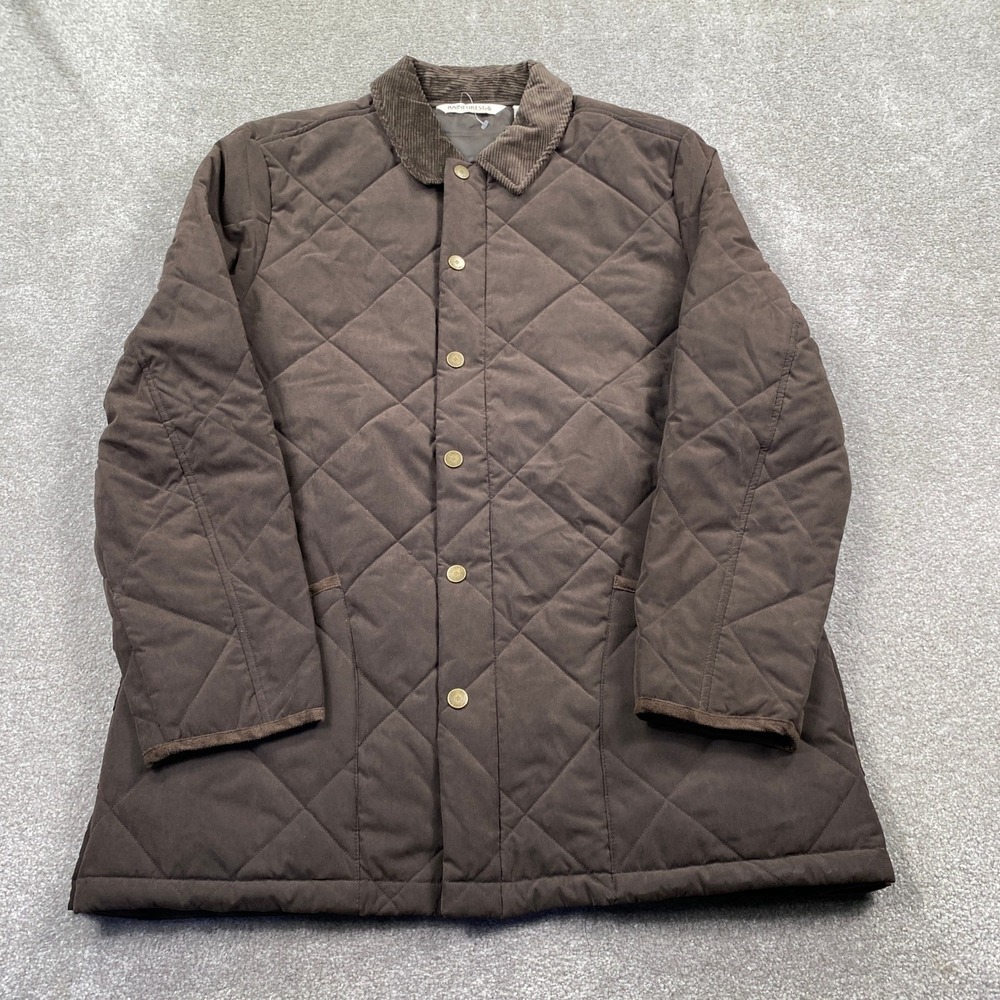 Rainforest Quilted Barn Jacket Mens Large Chocolate Brown Corduroy Collar RF3002